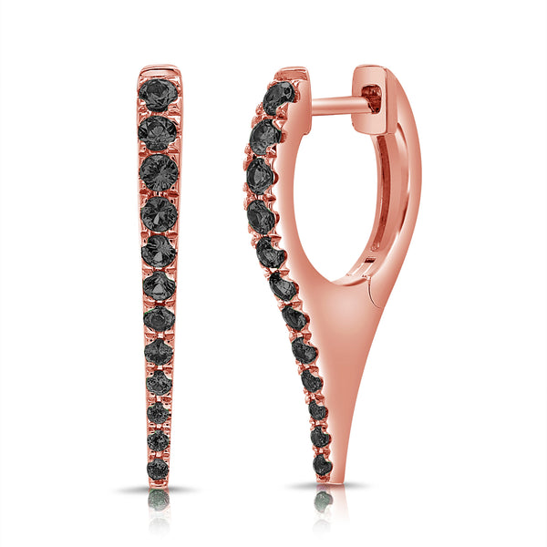 14K Gold Black Diamond Huggie Earrings – 0.44 Carat