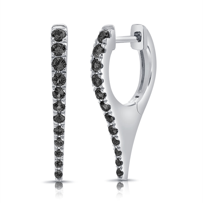 14K Gold Black Diamond Huggie Earrings – 0.44 Carat