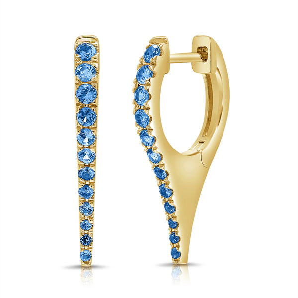 Elegant 0.48 Carat Sapphire Huggie Hoop Earrings in 14K Gold