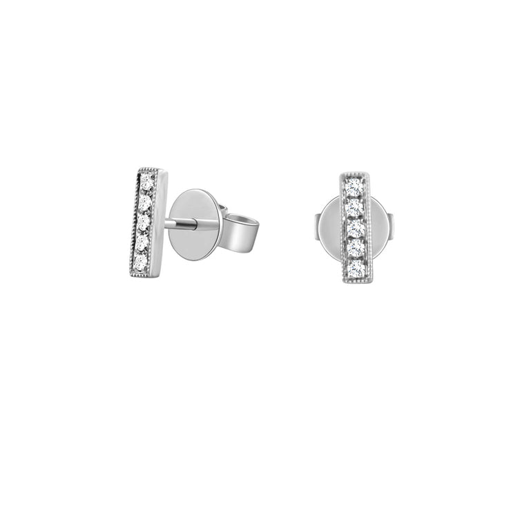 14K Gold Diamond Bar Stud Earrings – 0.05 Carat
