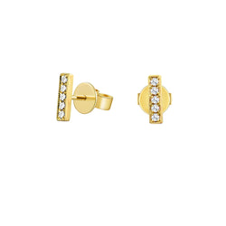 14K Gold Diamond Bar Stud Earrings – 0.05 Carat