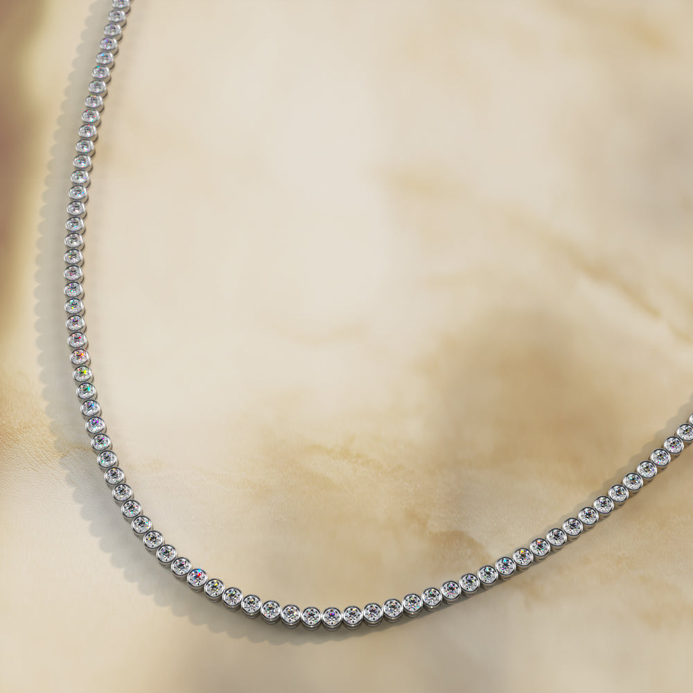 Classic Bezel Set Diamond Tennis Necklace