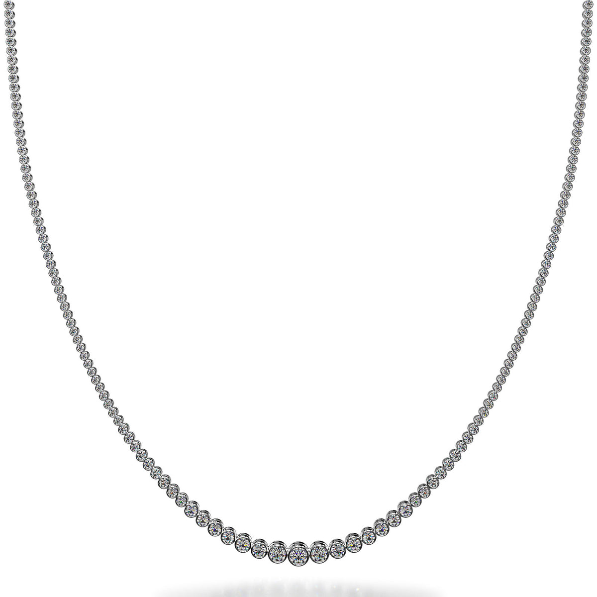 Bezel Set Graduating Diamond Tennis Necklace