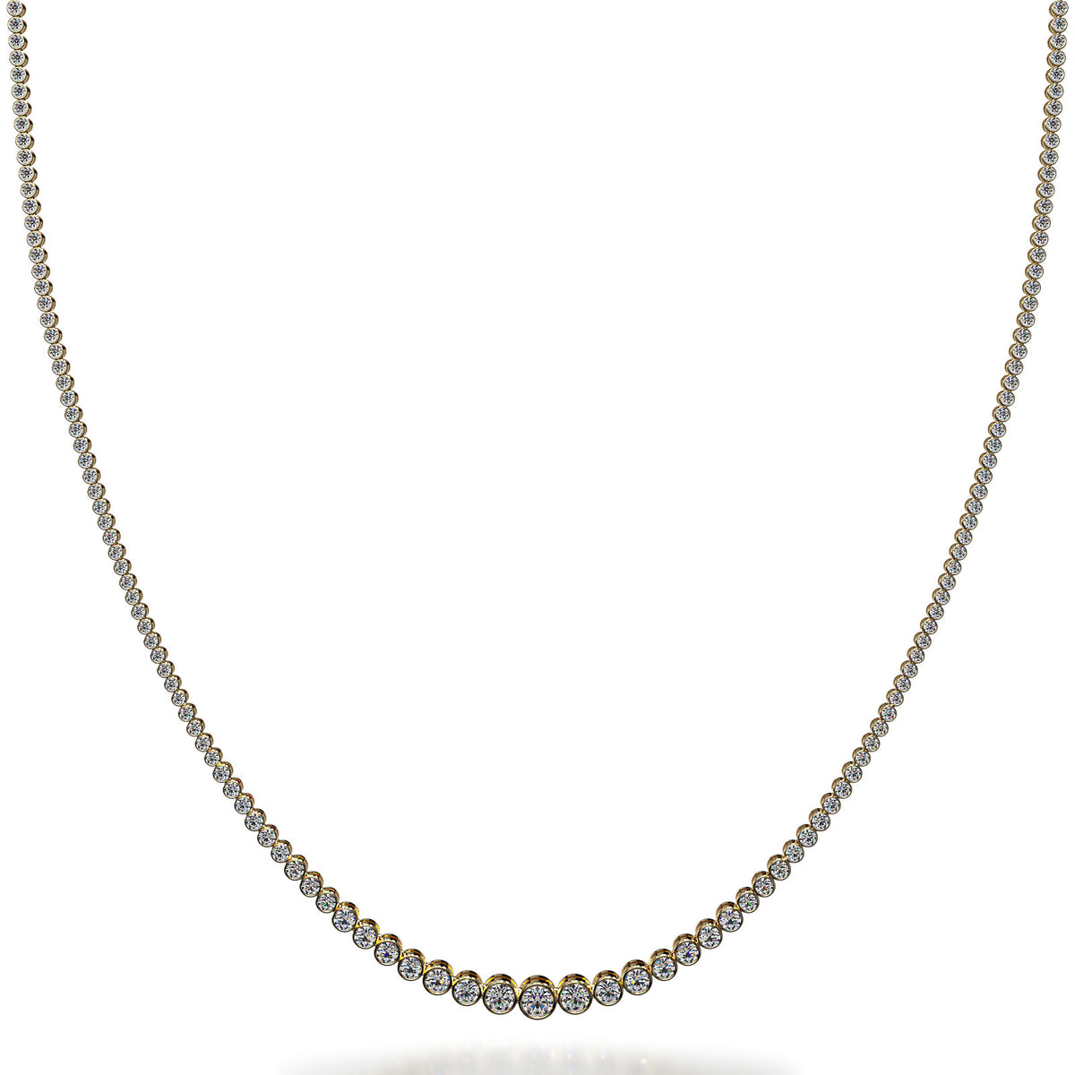 Bezel Set Graduating Diamond Tennis Necklace