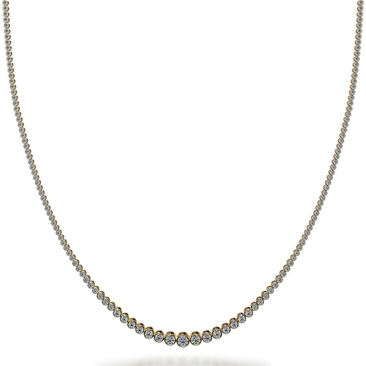 Bezel Set Graduating Diamond Tennis Necklace