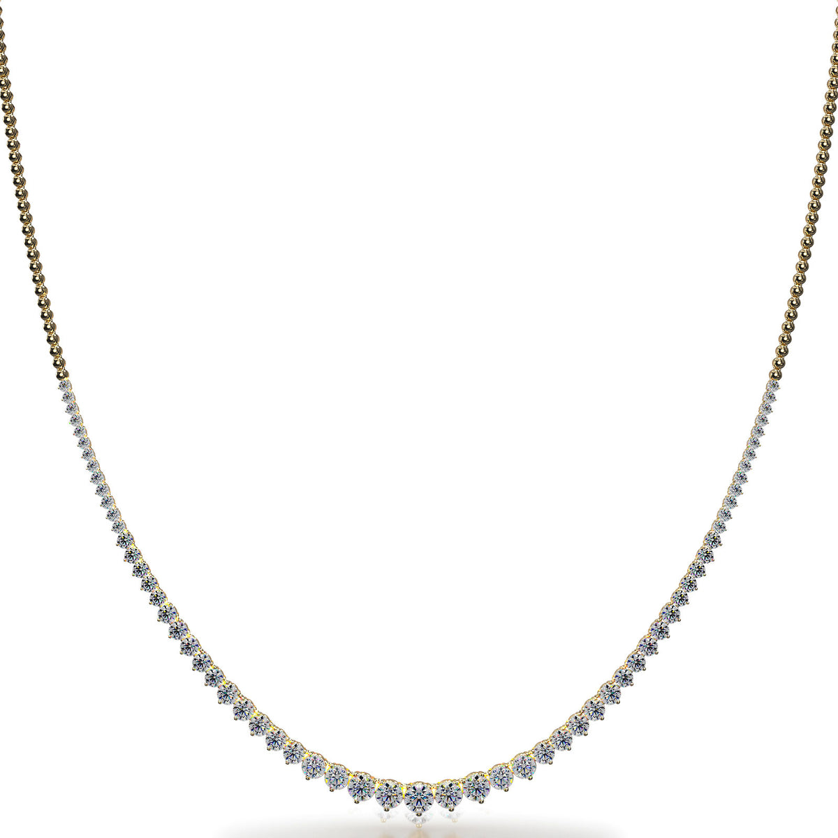 Round Diamond Three-Prong Tennis Necklace