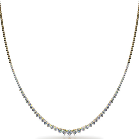Round Diamond Three-Prong Tennis Necklace