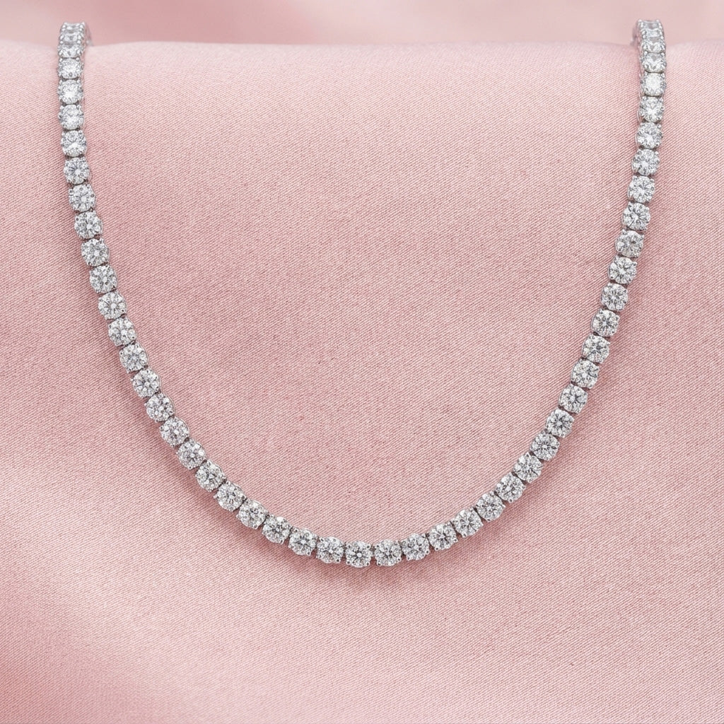 Four Prong Classic Diamond Tennis Necklace
