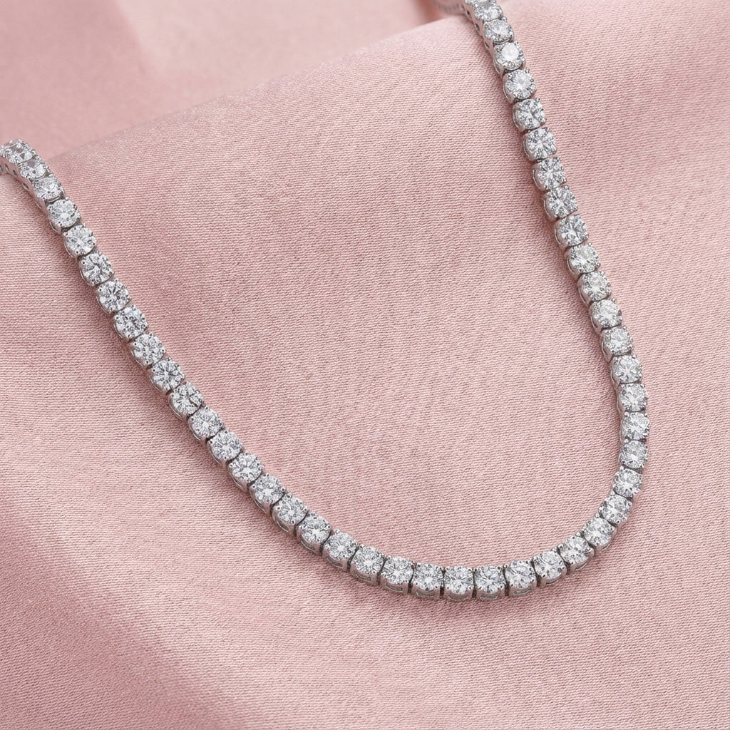 Four Prong Classic Diamond Tennis Necklace – OKG Jewelry