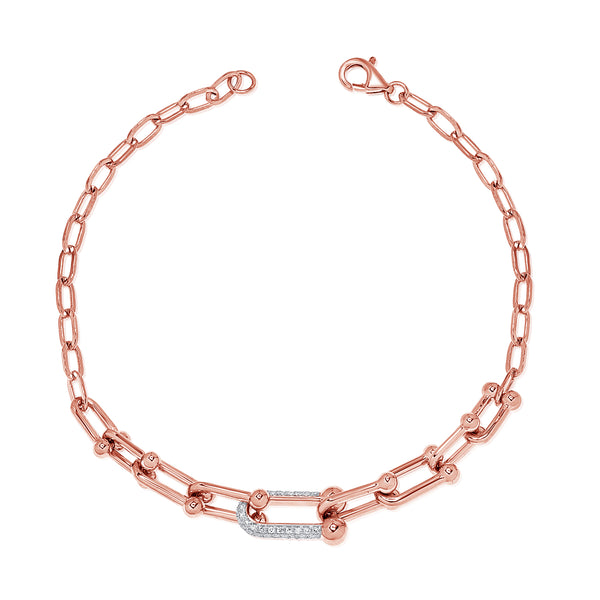 Elegant 0.28 Carat Diamond Designer Link Bracelet in 14K Gold – 18 Inch Paperclip Style