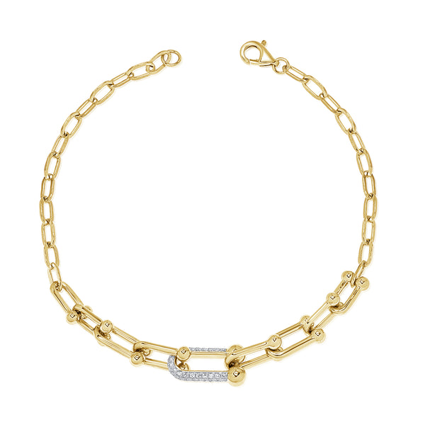 Elegant 0.28 Carat Diamond Designer Link Bracelet in 14K Gold – 18 Inch Paperclip Style