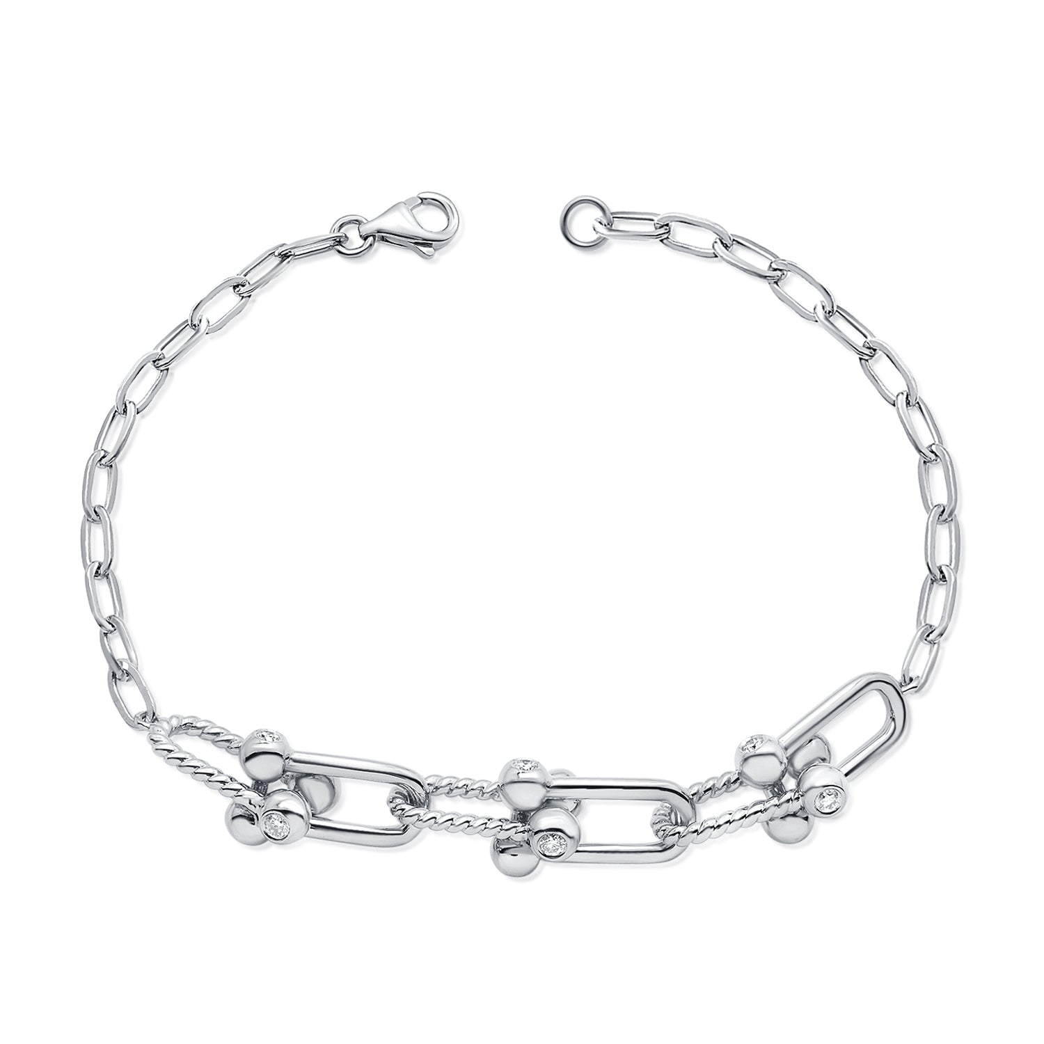 0.41CT Diamond Paperclip Link Bracelet in 14K Gold