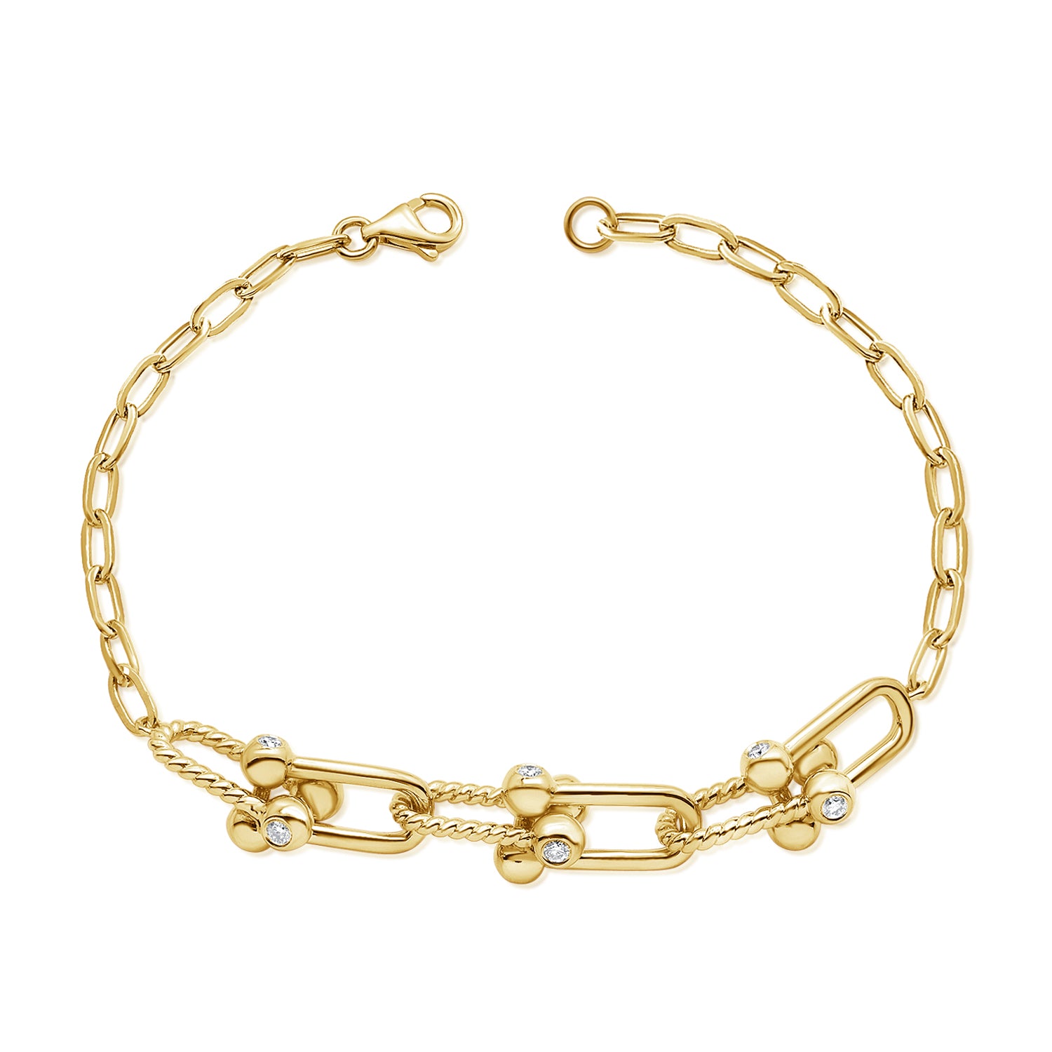 0.41CT Diamond Paperclip Link Bracelet in 14K Gold