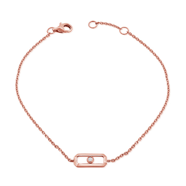 14K Bezel Set Chain Bracelet