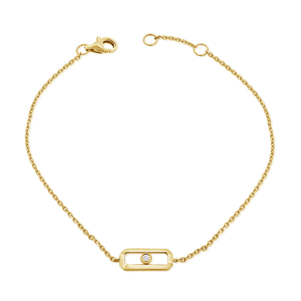 14K Bezel Set Chain Bracelet