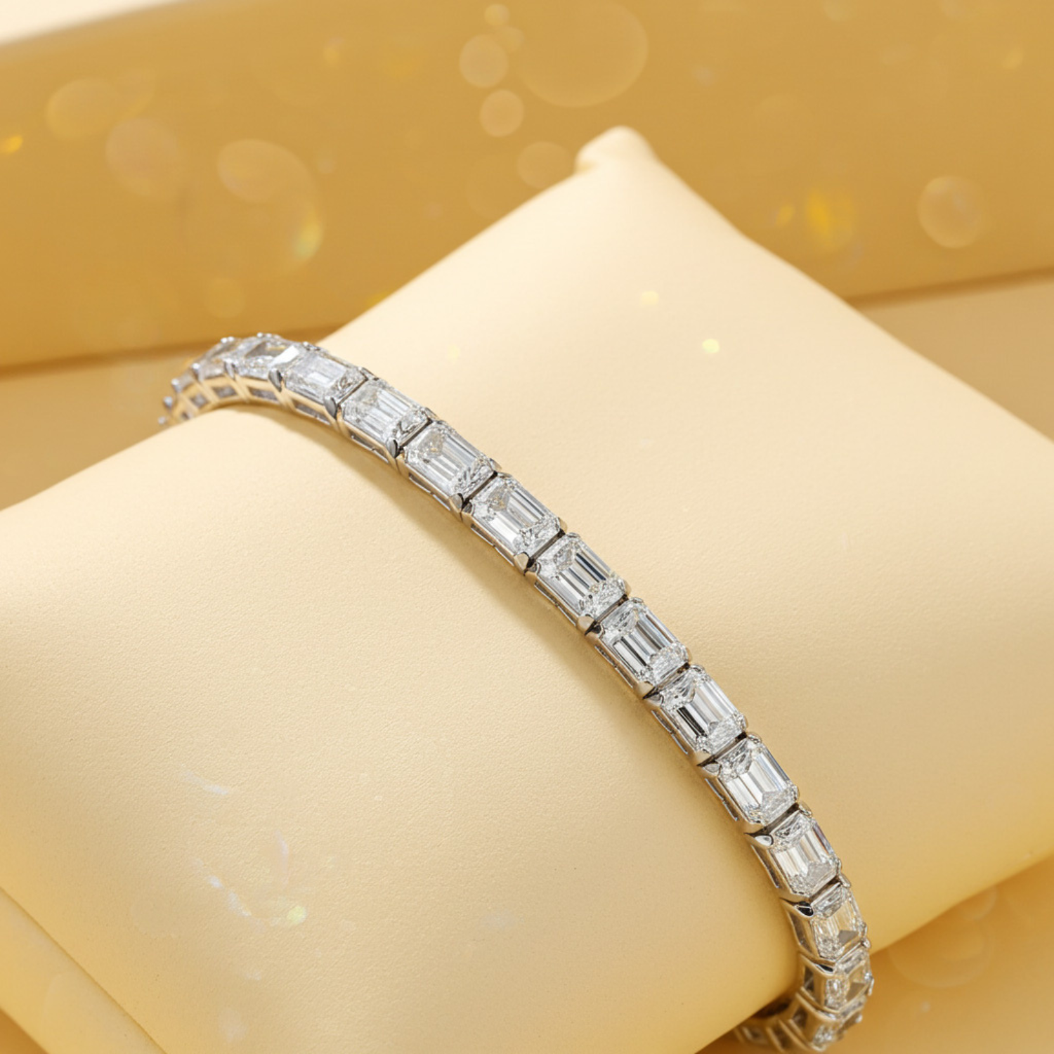 Emerald Cut Lab-Grown Diamond Tennis Bracelet in 14K or 18K Gold