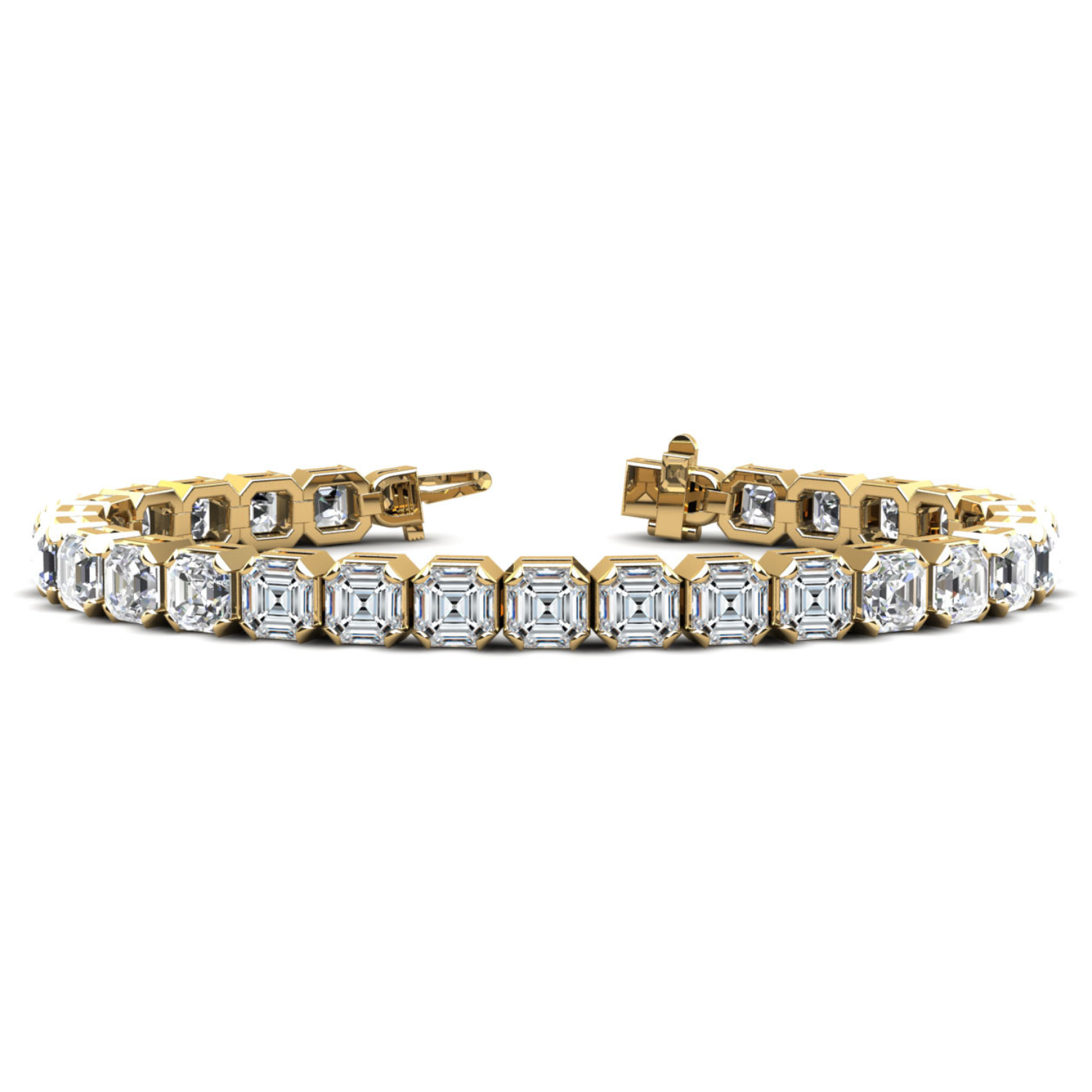 Asscher Cut Diamond Tennis Bracelet in 14K Gold
