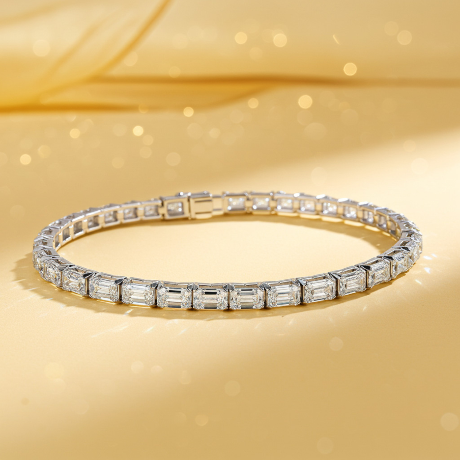 Emerald Cut Lab-Grown Diamond Tennis Bracelet in 14K or 18K Gold
