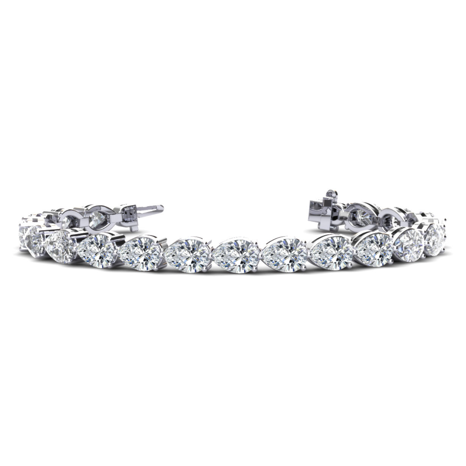 Pear-Shaped Diamond Tennis Bracelet in 14K Gold