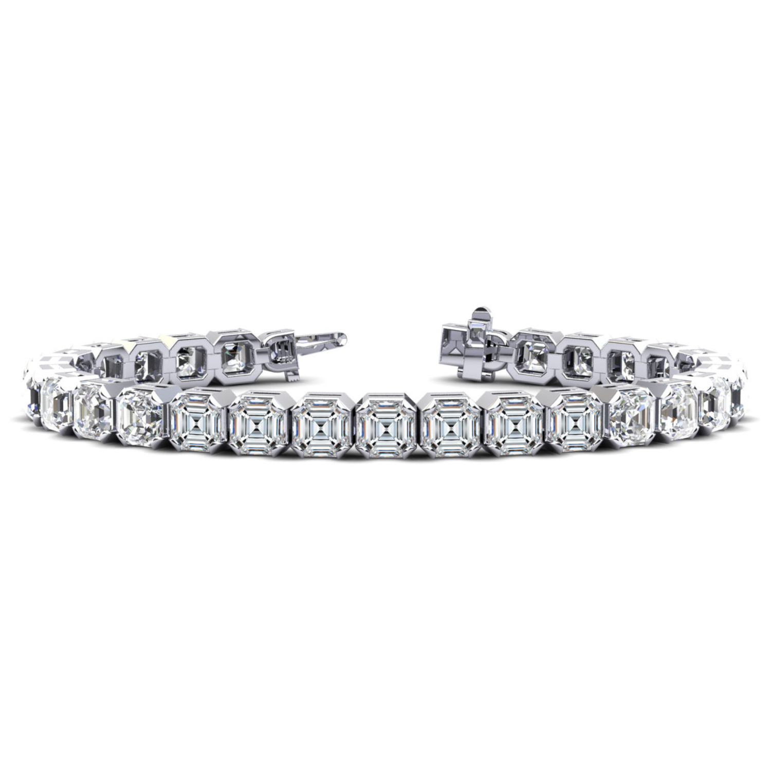 Asscher Cut Diamond Tennis Bracelet in 14K Gold