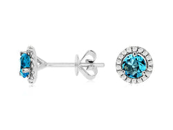 Blue Topaz & Diamond Earring