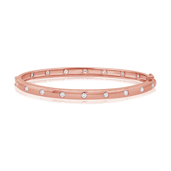 0.78 Carat Diamond Bezel-Set Bangle Bracelet in 14K Gold