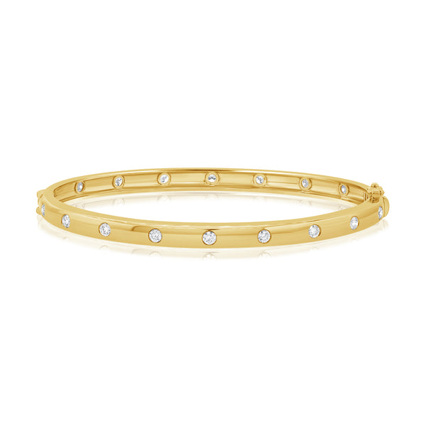 0.78 Carat Diamond Bezel-Set Bangle Bracelet in 14K Gold