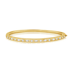 Marquise & Round Diamond Bezel Bangle Bracelet in 14K Gold | 0.84 Carat Diamonds