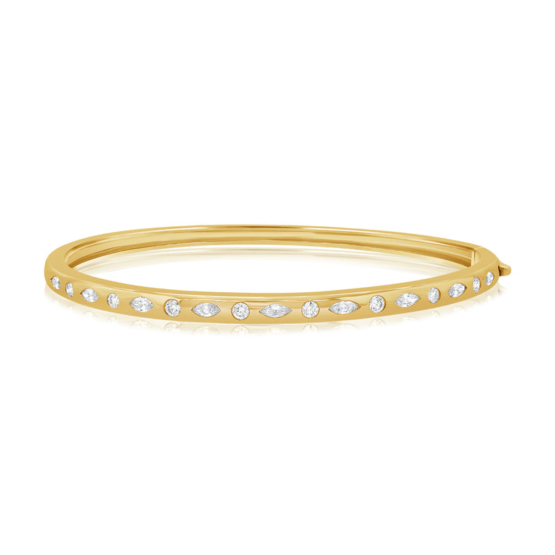 Diamond & 14kt Gold Skinny Fashion Trend Bangle Bracelet