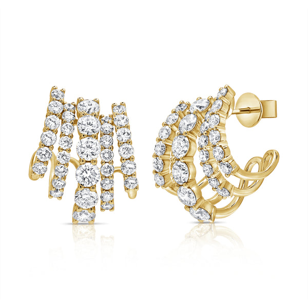 2.75 Carat Diamond Cage Huggie Earrings in 14K Gold