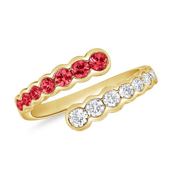 Ruby and Diamond Bezel Wrap Ring in 14K Gold