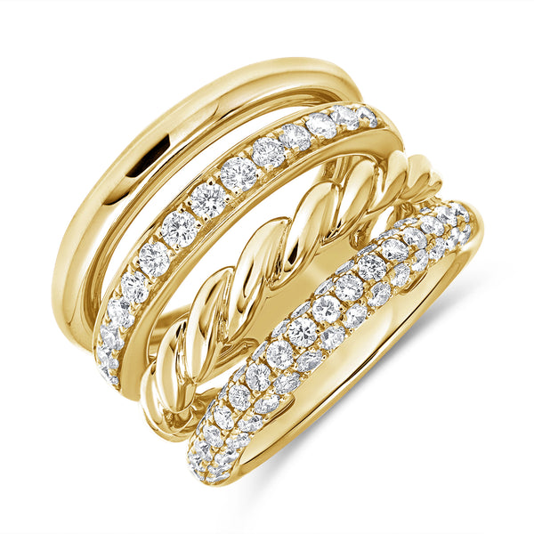 1.18 Carat Diamond Cocktail Statement Ring in 14K Gold