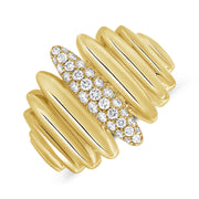 14K Gold Diamond Sculpted Statement Ring – 0.41 Carat Pavé Accent Design
