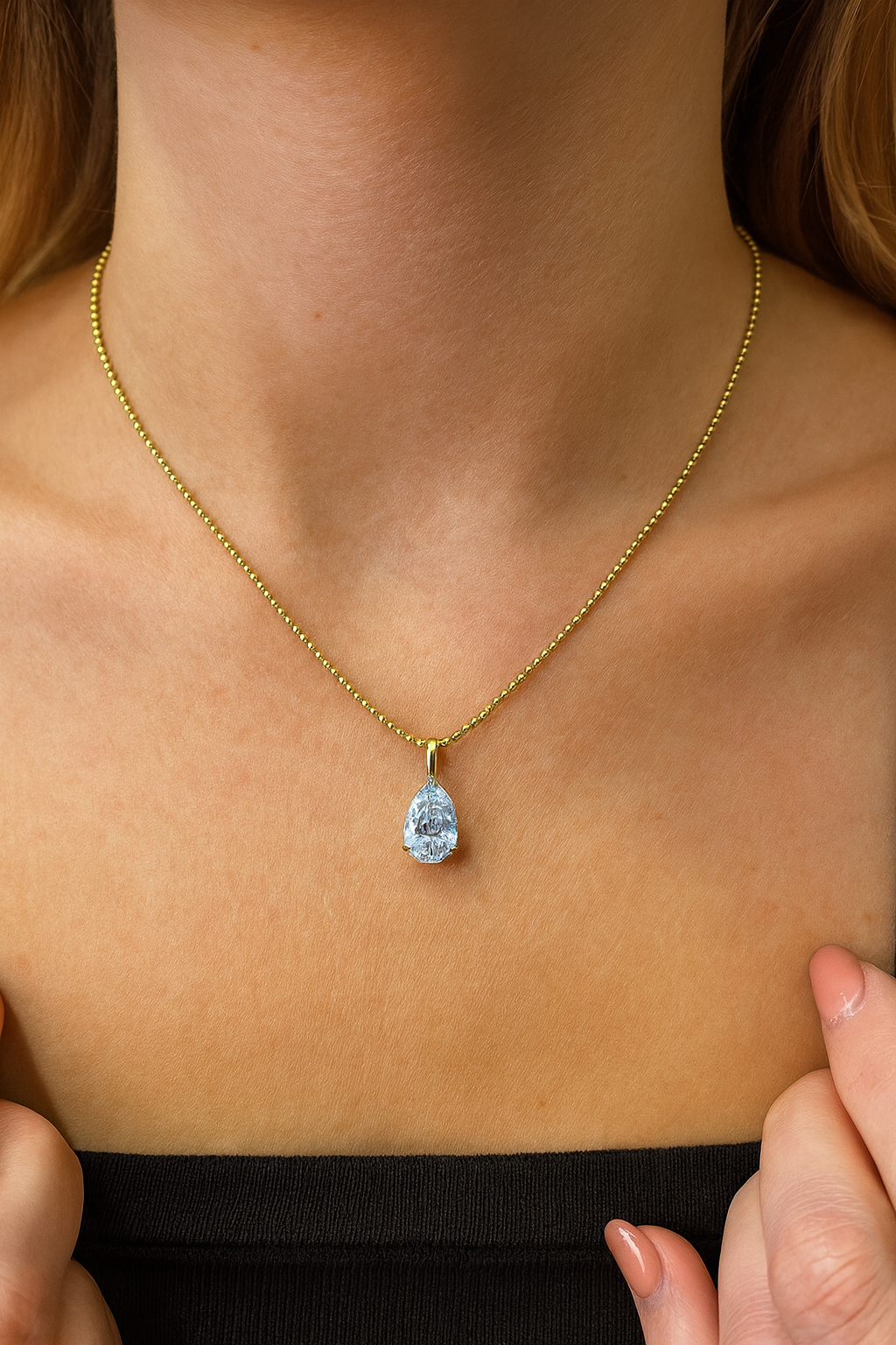 Elegant 3.02 Carat Pear-Shaped Lab Grown Diamond Pendant Necklace in 14K Yellow Gold