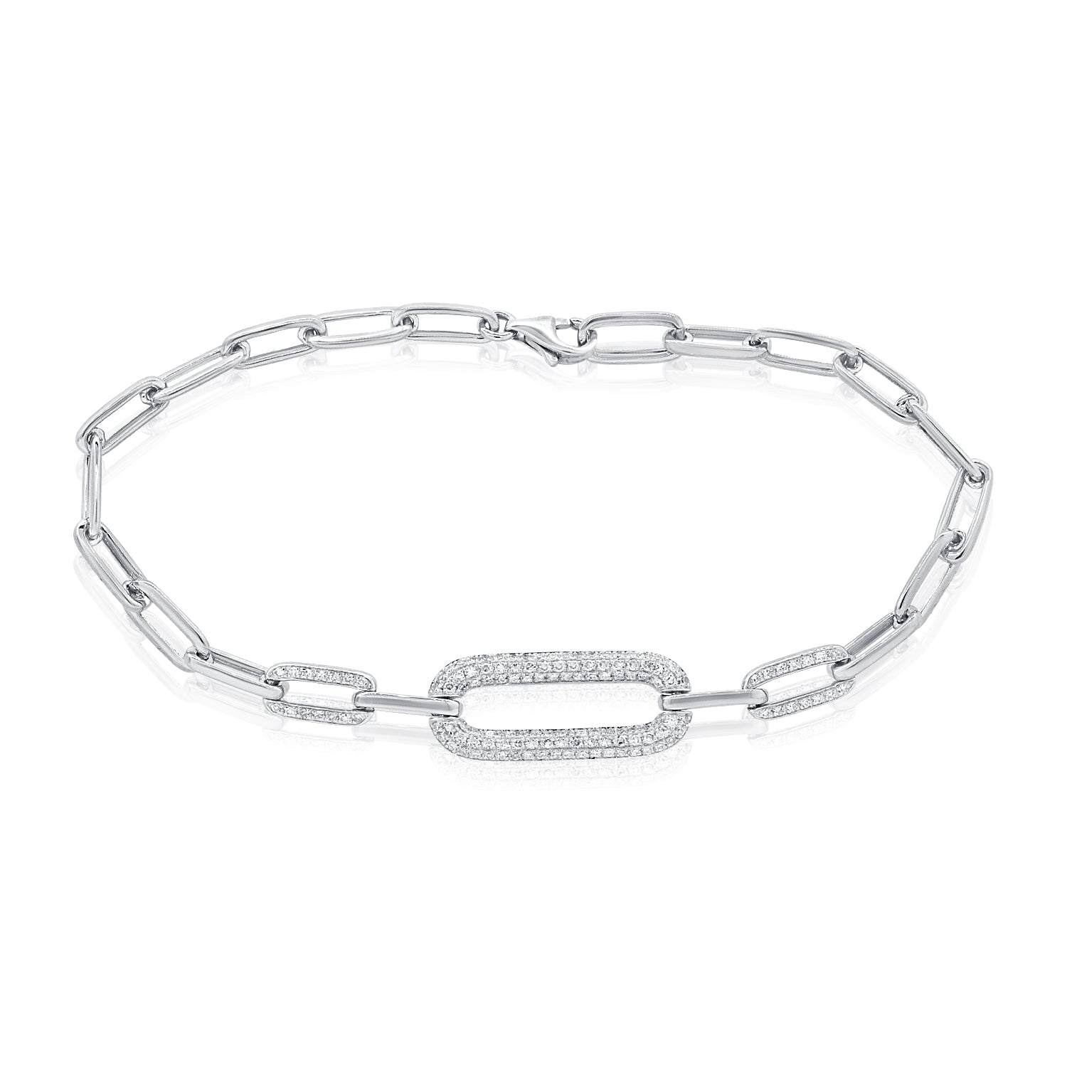 14K Gold 0.39ct Diamond Paperclip Link Bracelet