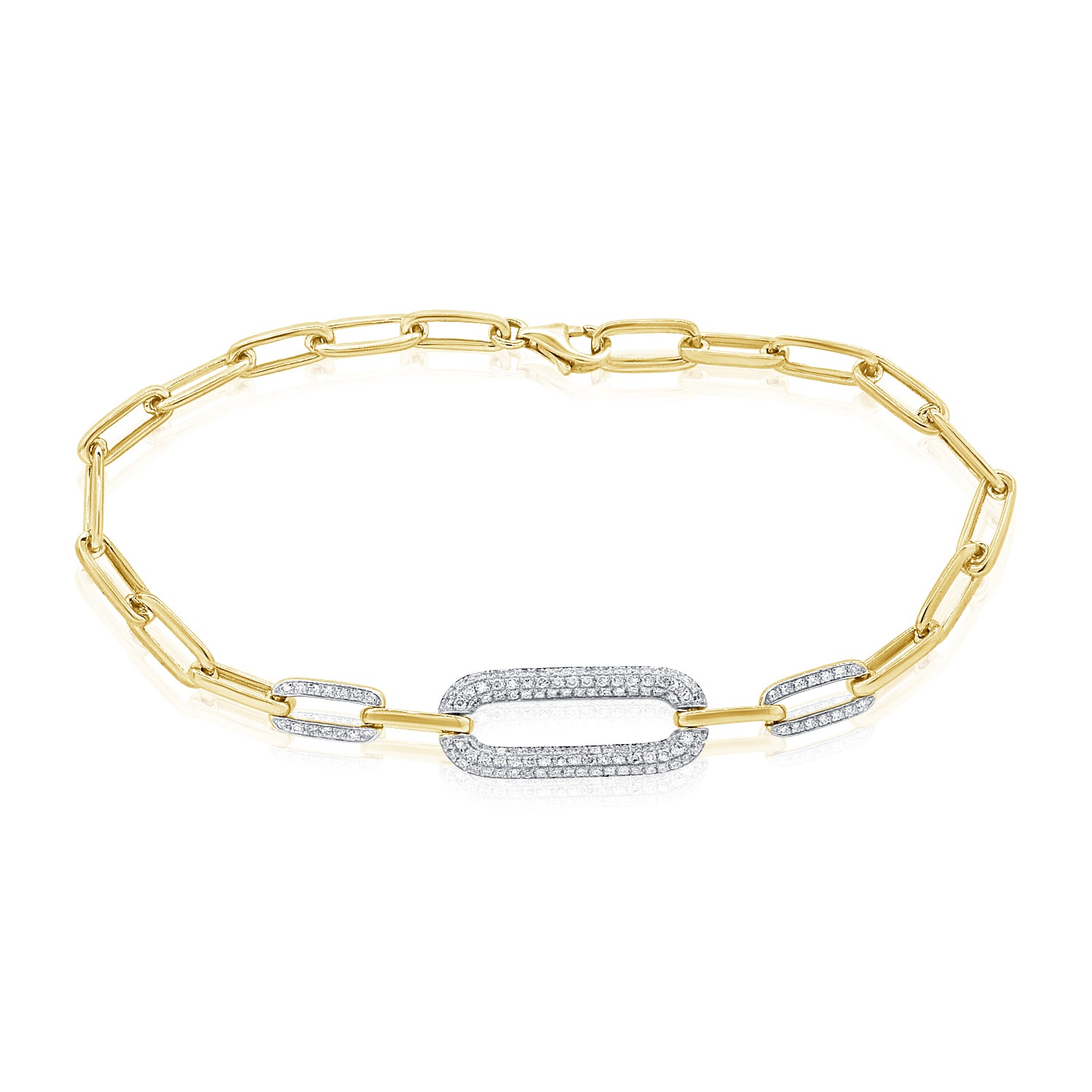 14K Gold 0.39ct Diamond Paperclip Link Bracelet