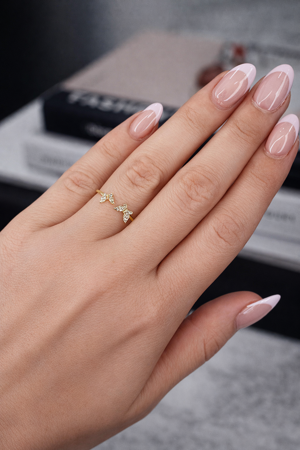 0.07 Carat Diamond Butterfly Wrap Ring in 14K White, Yellow, or Rose Gold