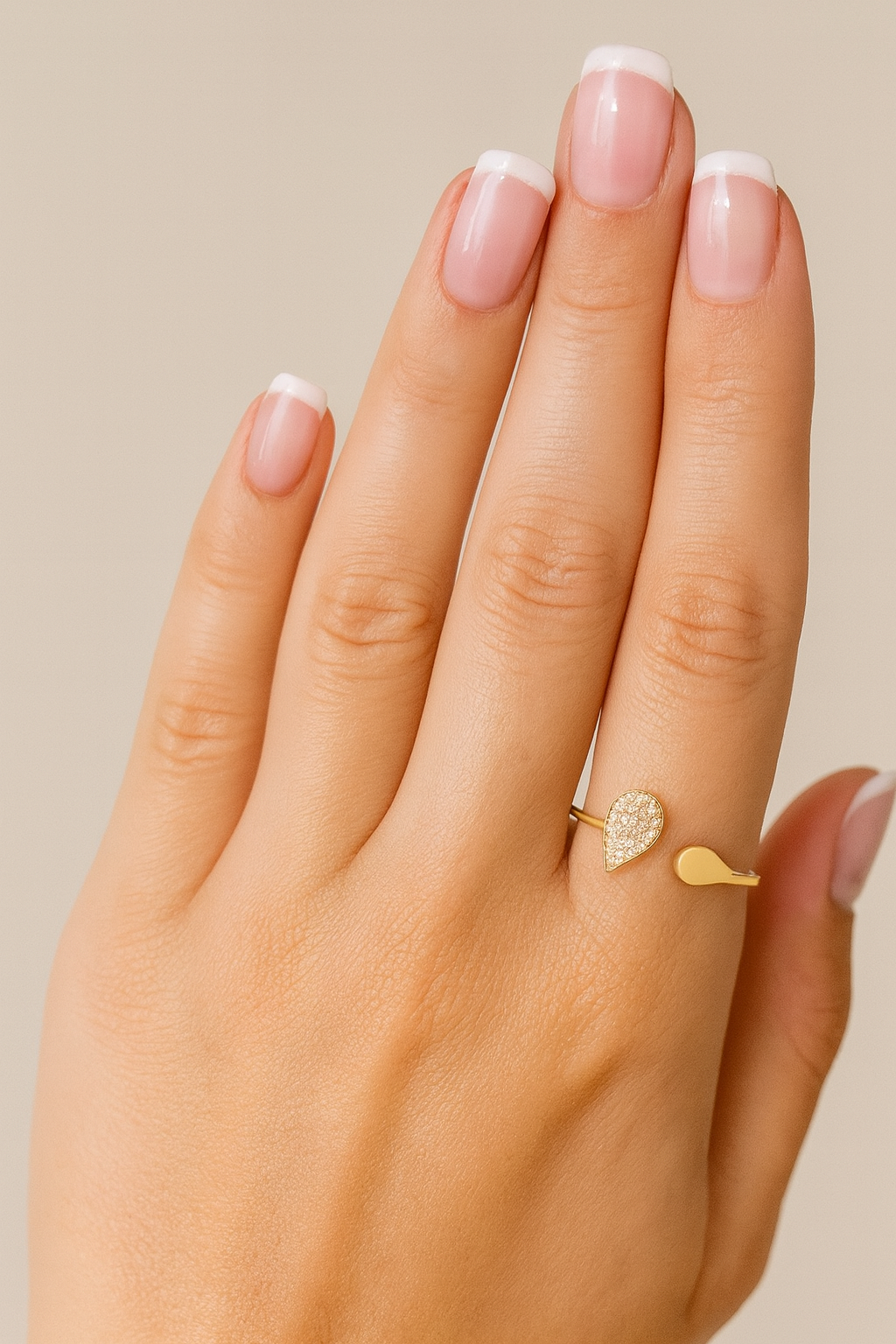 14K Gold Pear Ring with Diamonds