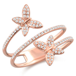 14K Gold Diamond Butterfly Wrap Ring – 0.29 Carat | White, Yellow, or Rose Gold