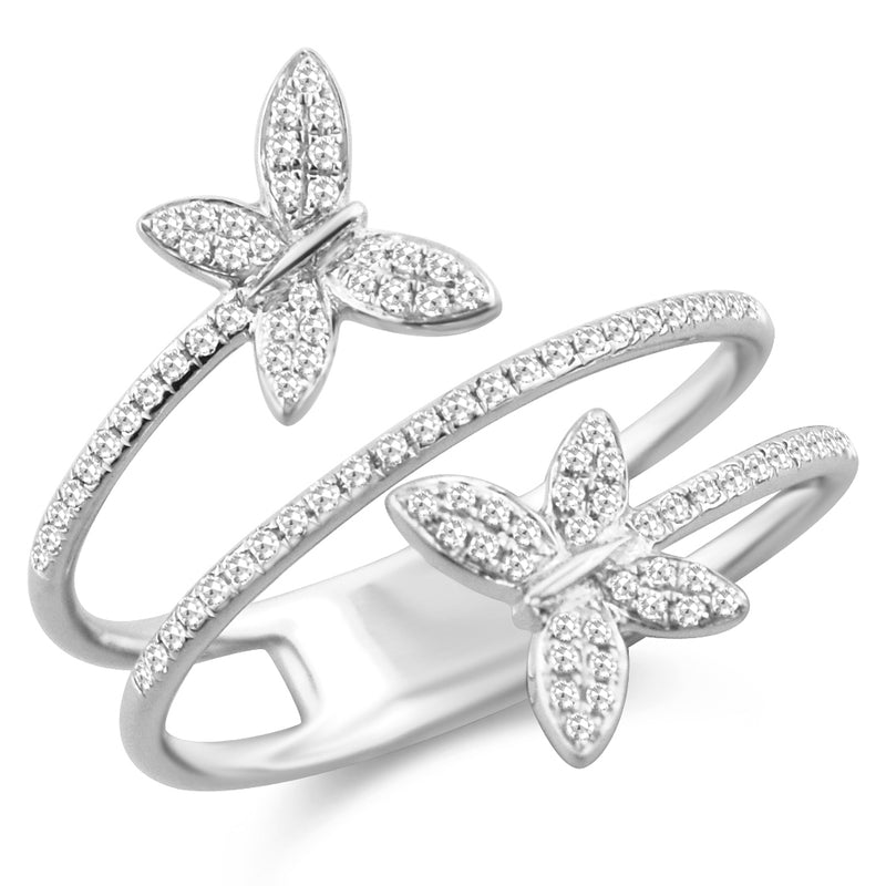 14K Gold Diamond Butterfly Wrap Ring – 0.29 Carat | White, Yellow, or Rose Gold