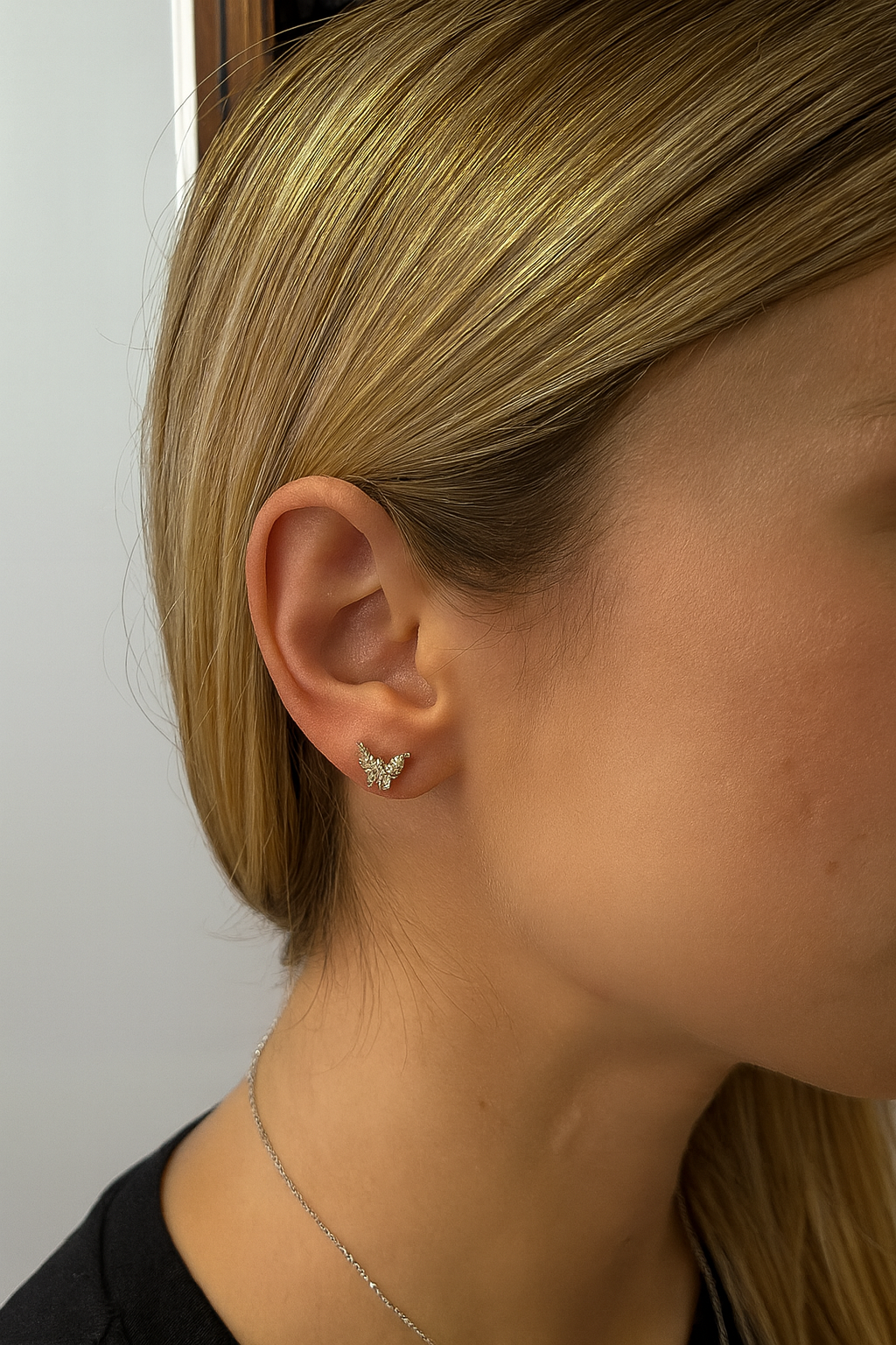 Butterfly Stud Earrings with Diamonds