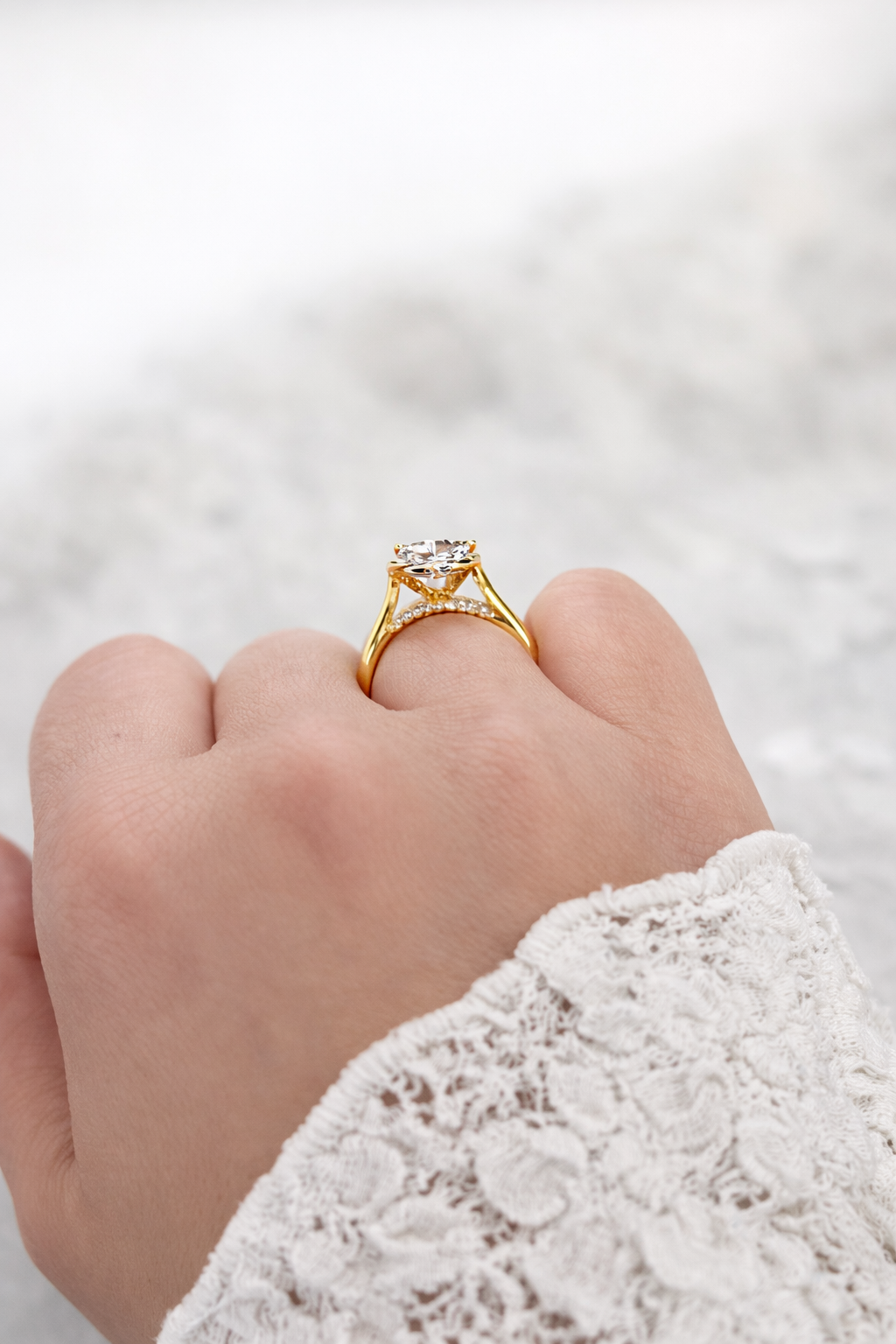 Cushion Cut Lab Grown Diamond Engagement Ring in 14K White or Yellow Gold | 4.00 CT D-VVS2