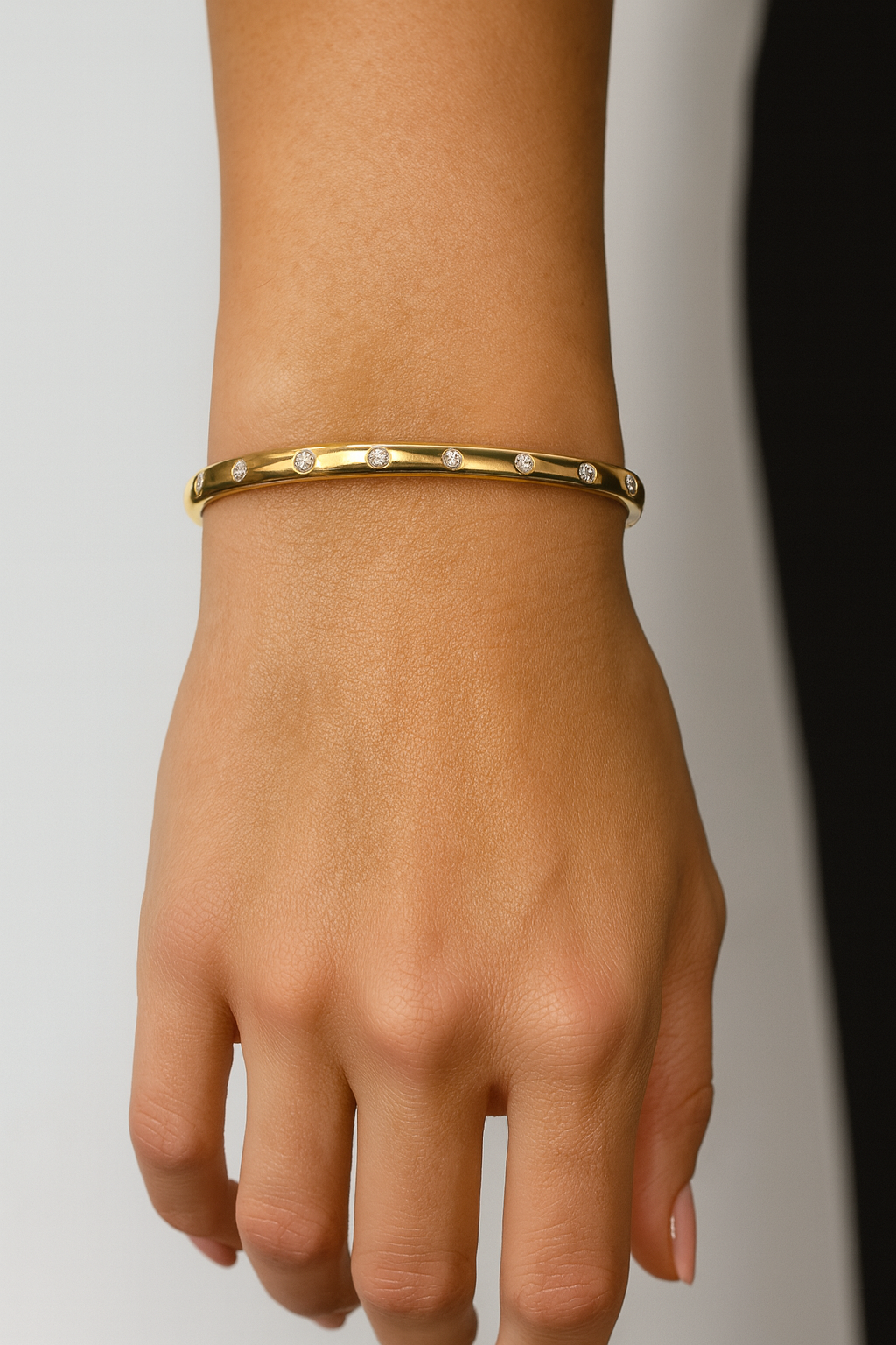 0.78 Carat Diamond Bezel-Set Bangle Bracelet in 14K Gold