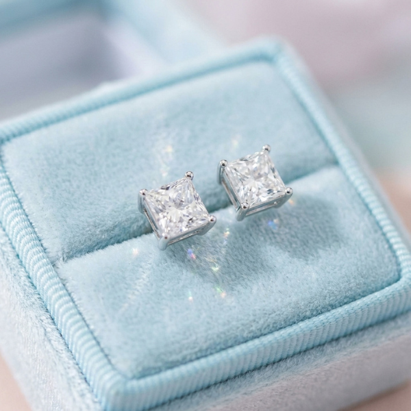 Princess Cut Diamond Stud Earrings