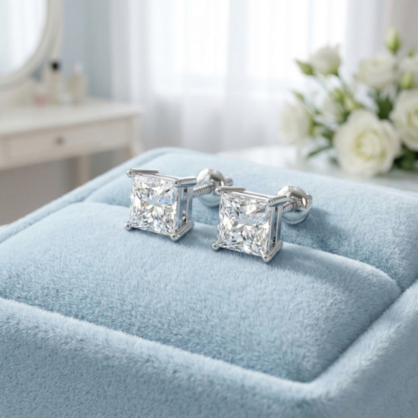 Princess Cut Diamond Stud Earrings