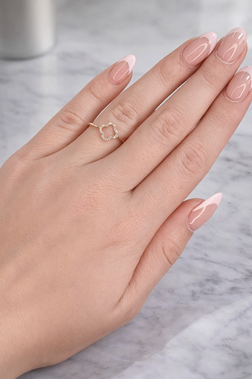 0.06 Carat Diamond Clover Ring in 14K White, Yellow, or Rose Gold