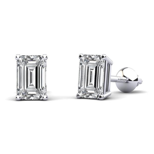 Emerald Cut Diamond Stud Earrings