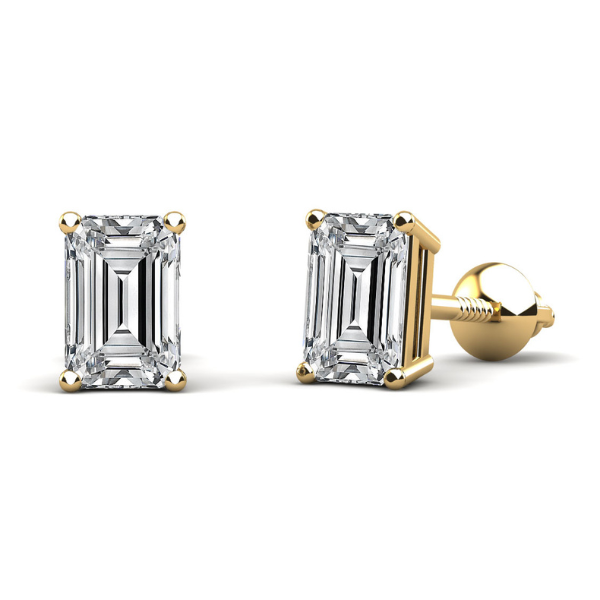 Emerald Cut Diamond Stud Earrings