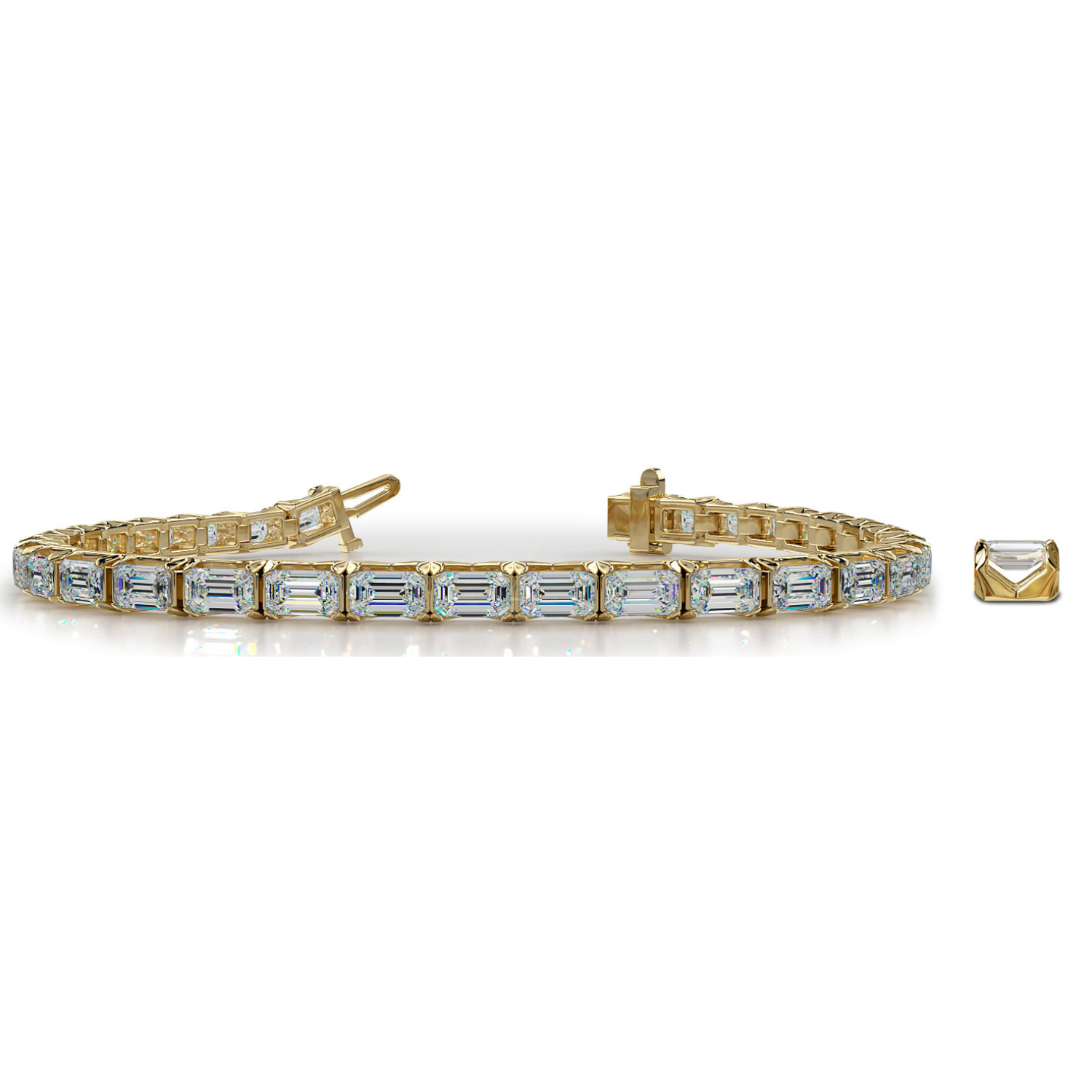 Emerald Cut Lab-Grown Diamond Tennis Bracelet in 14K or 18K Gold
