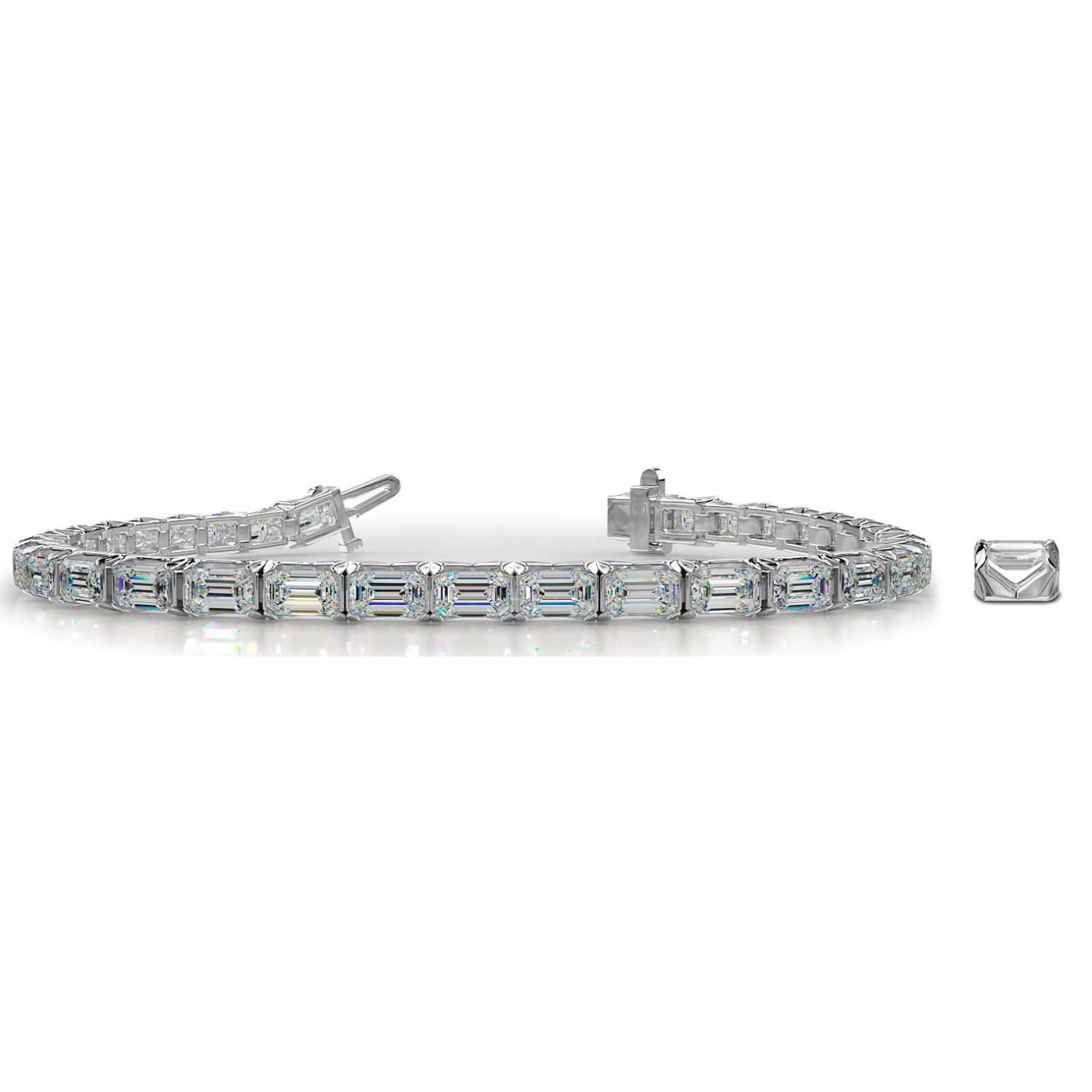 Emerald Cut Lab-Grown Diamond Tennis Bracelet in 14K or 18K Gold